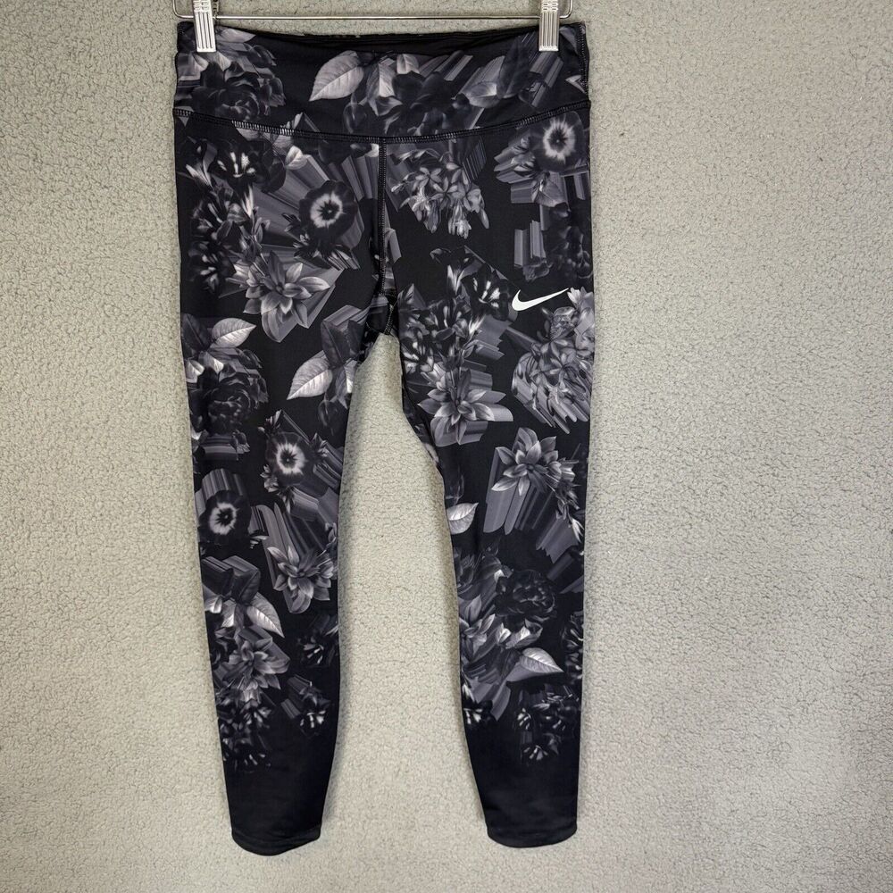 Nike Leggings Womens S Black Floral Running‎ Gym Yoga Pant